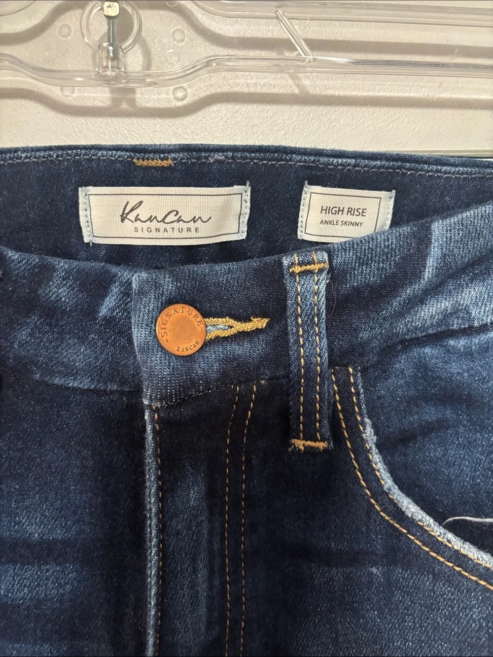 KanCan Signature High Rise Ankle Skinny Jeans Raw Distressed Hem Size 26
